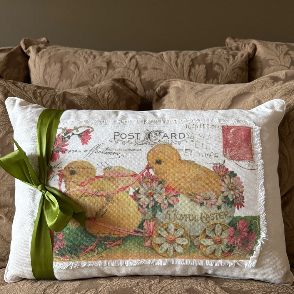 RAZ Imports Storybook Spring Easter Postcard Pillow